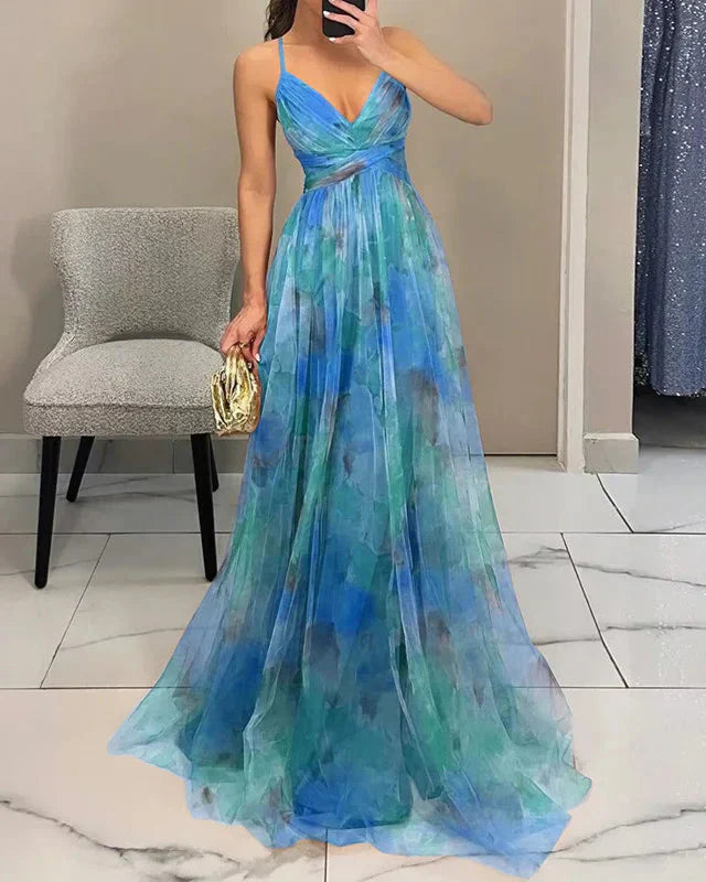 Glenora | Women Maxi Dress with Floral Print and Spaghetti Straps