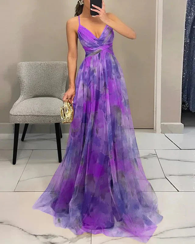 Glenora | Women Maxi Dress with Floral Print and Spaghetti Straps