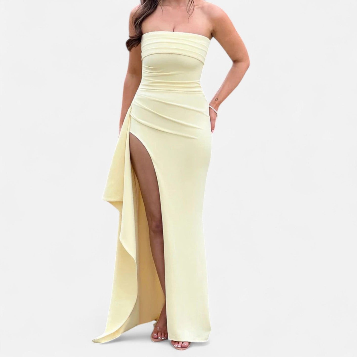 Rhiannon | Women's strapless maxi dress with high slit