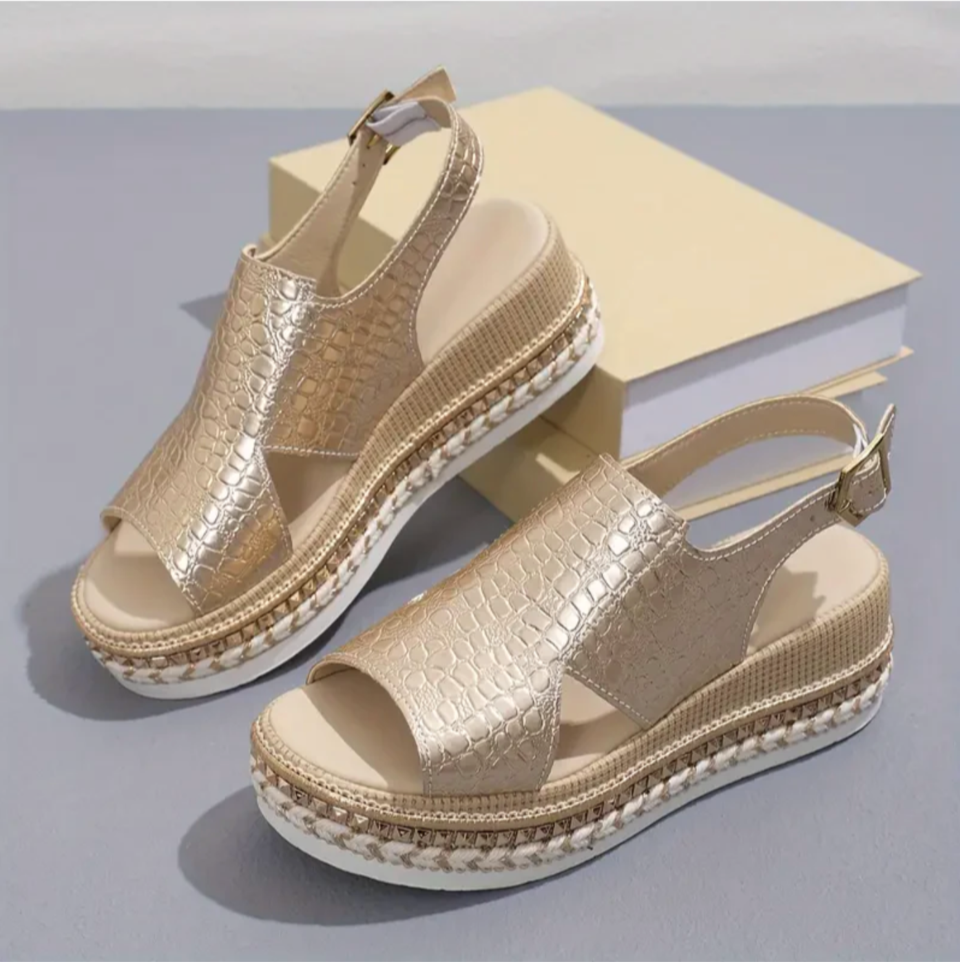 Jessamine | Women’s platform sandals with textured buckle design