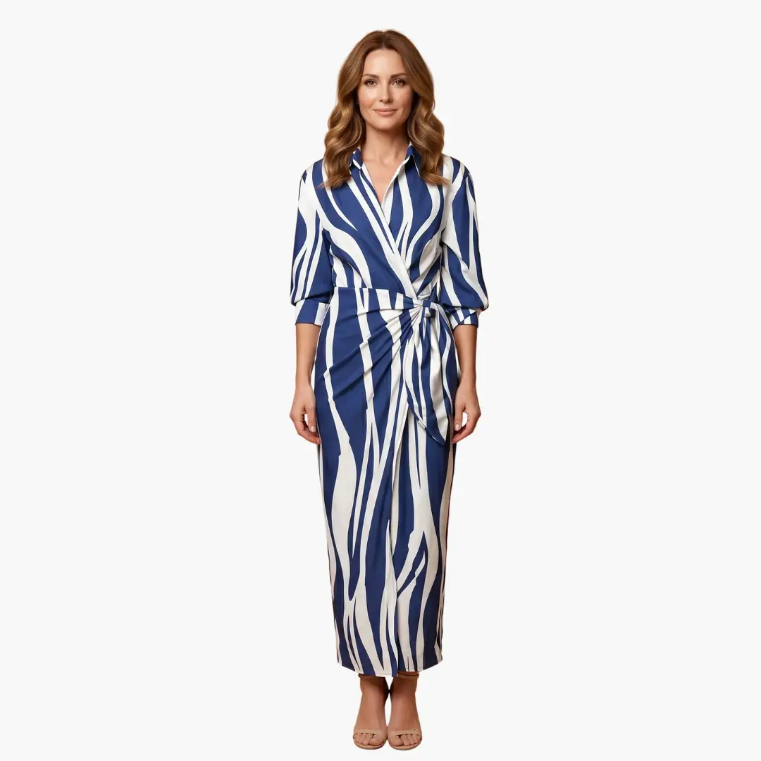 Yara | Women’s Cotton Maxi Dress With Striped Shirt Style