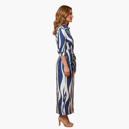 Yara | Women’s Cotton Maxi Dress With Striped Shirt Style
