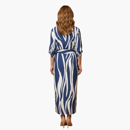 Yara | Women’s Cotton Maxi Dress With Striped Shirt Style