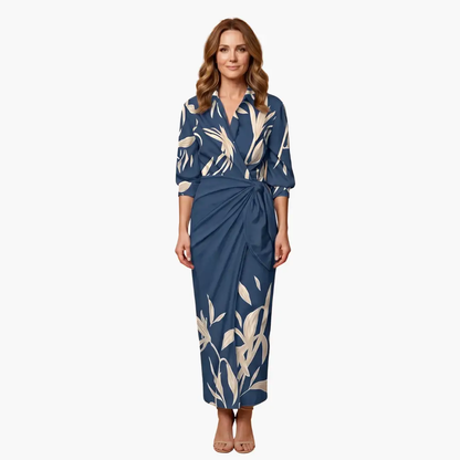 Yara | Women’s Cotton Maxi Dress With Striped Shirt Style