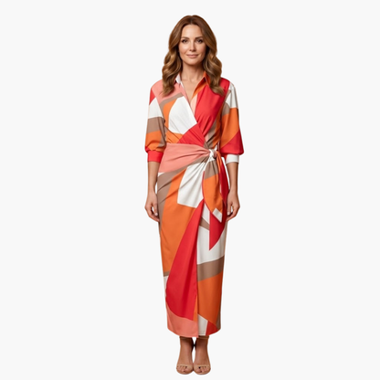 Yara | Women’s Cotton Maxi Dress With Striped Shirt Style
