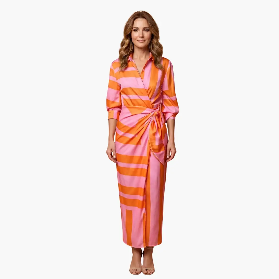 Yara | Women’s Cotton Maxi Dress With Striped Shirt Style