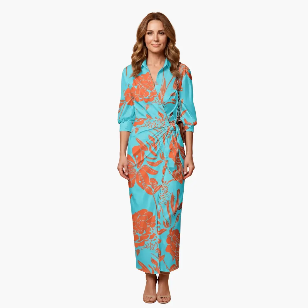 Yara | Women’s Cotton Maxi Dress With Striped Shirt Style
