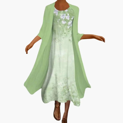 Clara | Women’s Open Front Cardigan Set With Floral Maxi Dress