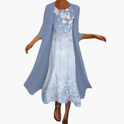 Clara | Women’s Open Front Cardigan Set With Floral Maxi Dress