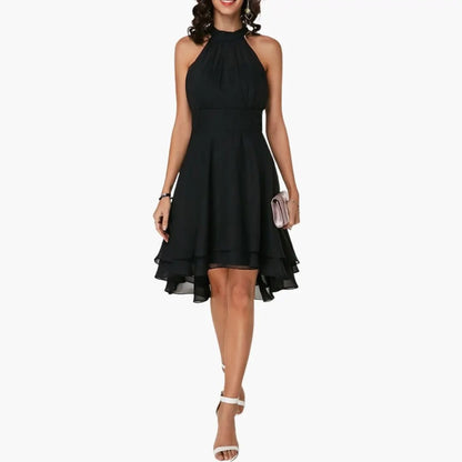 Livia | Women’s Sleeveless Dress With Round Neck Ruffle Detail