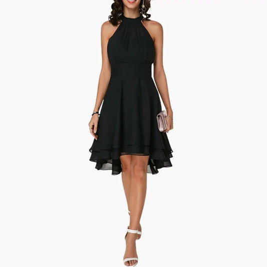 Livia | Women’s Sleeveless Dress With Round Neck Ruffle Detail
