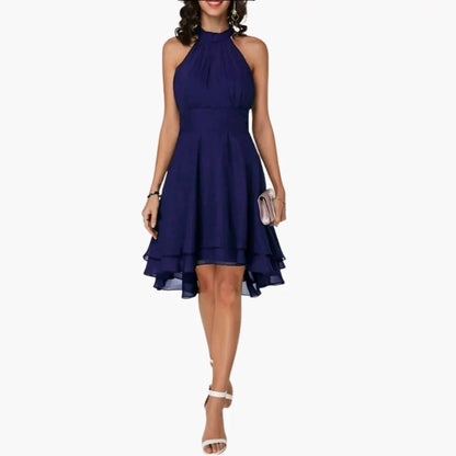 Livia | Women’s Sleeveless Dress With Round Neck Ruffle Detail