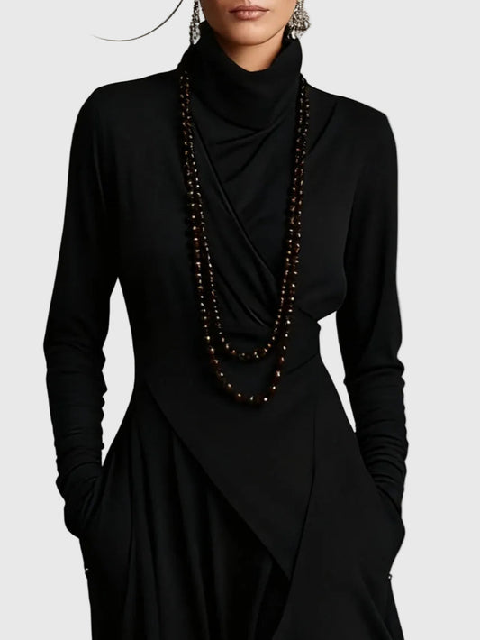 Blake | Elegant pleated maxi dress with long sleeve