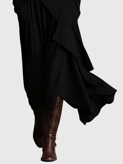 Blake | Elegant pleated maxi dress with long sleeve