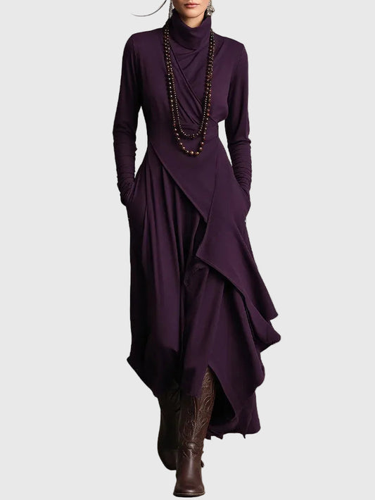 Blake | Elegant pleated maxi dress with long sleeve