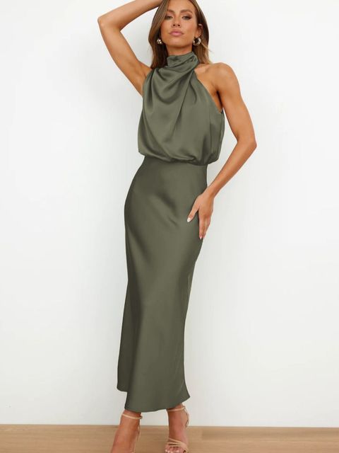 Quinnia | Elegant Cocktail Dress With Halter Neck