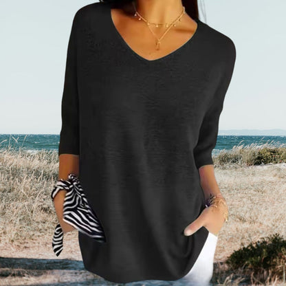 Gerina | Summer V Neck Top with Relaxed Fit and Lightweight Feel