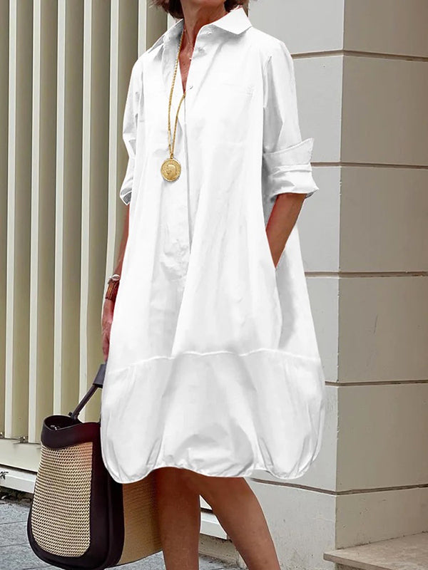 Colette | Loose midi shirt dress with lapel collar