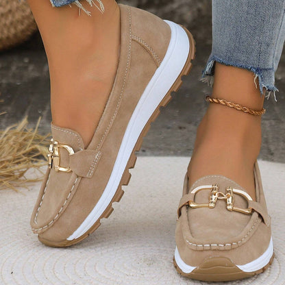 Holly | Women’s Comfort Loafers With Gold Buckle Detail