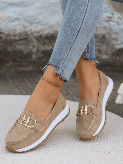 Holly | Women’s Comfort Loafers With Gold Buckle Detail