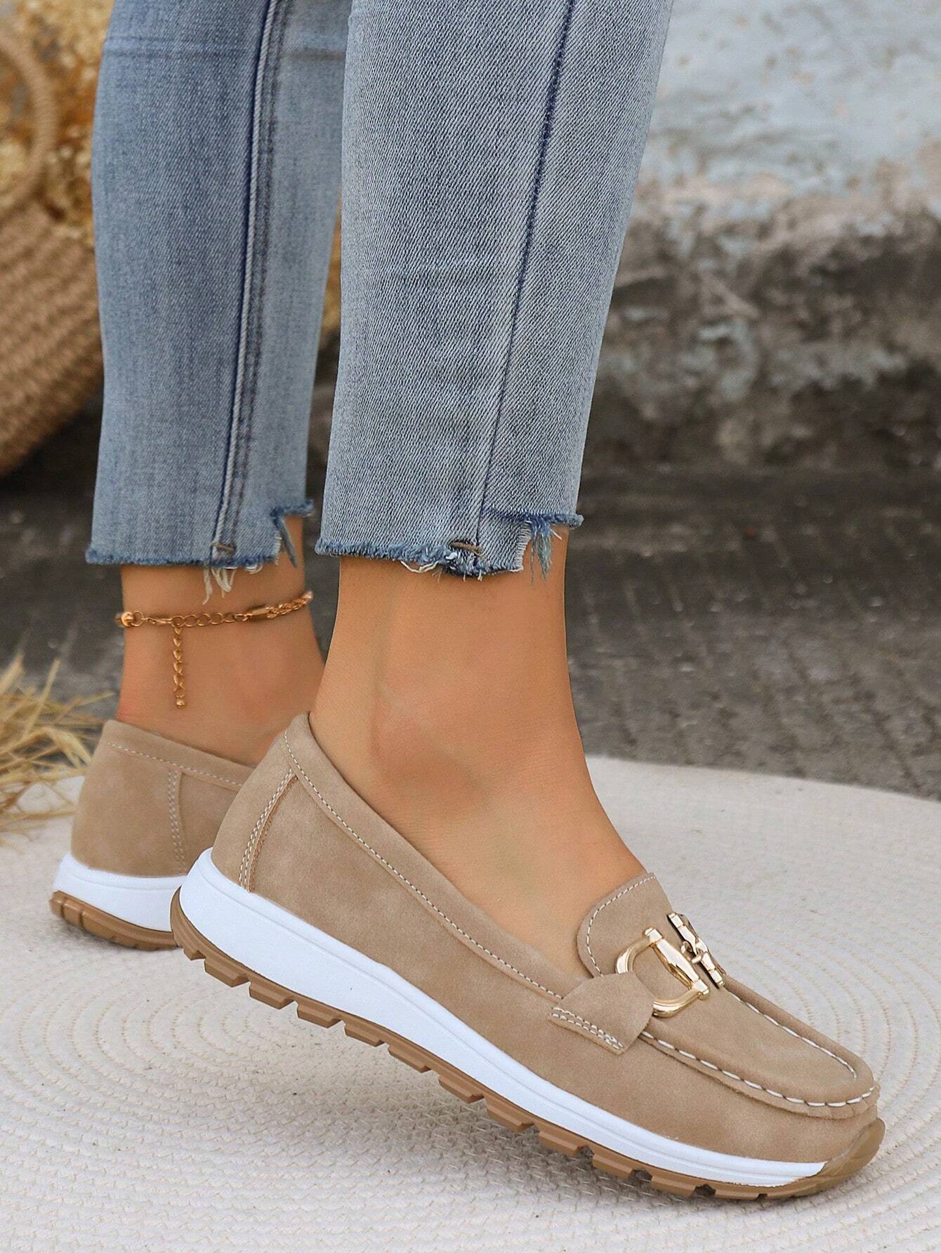 Holly | Women’s Comfort Loafers With Gold Buckle Detail