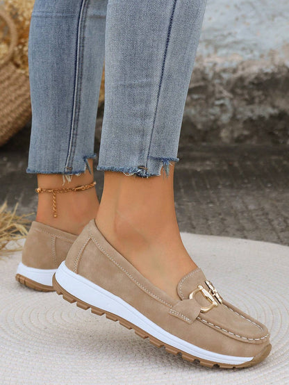 Holly | Women’s Comfort Loafers With Gold Buckle Detail