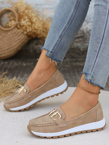 Holly | Women’s Comfort Loafers With Gold Buckle Detail
