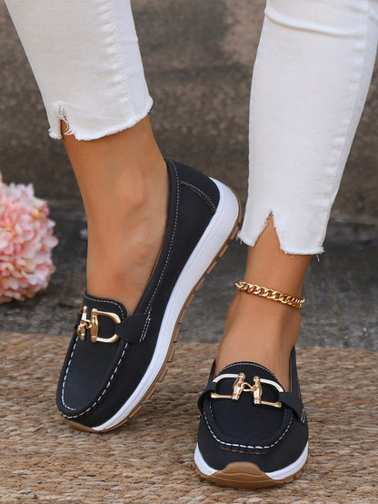 Holly | Women’s Comfort Loafers With Gold Buckle Detail