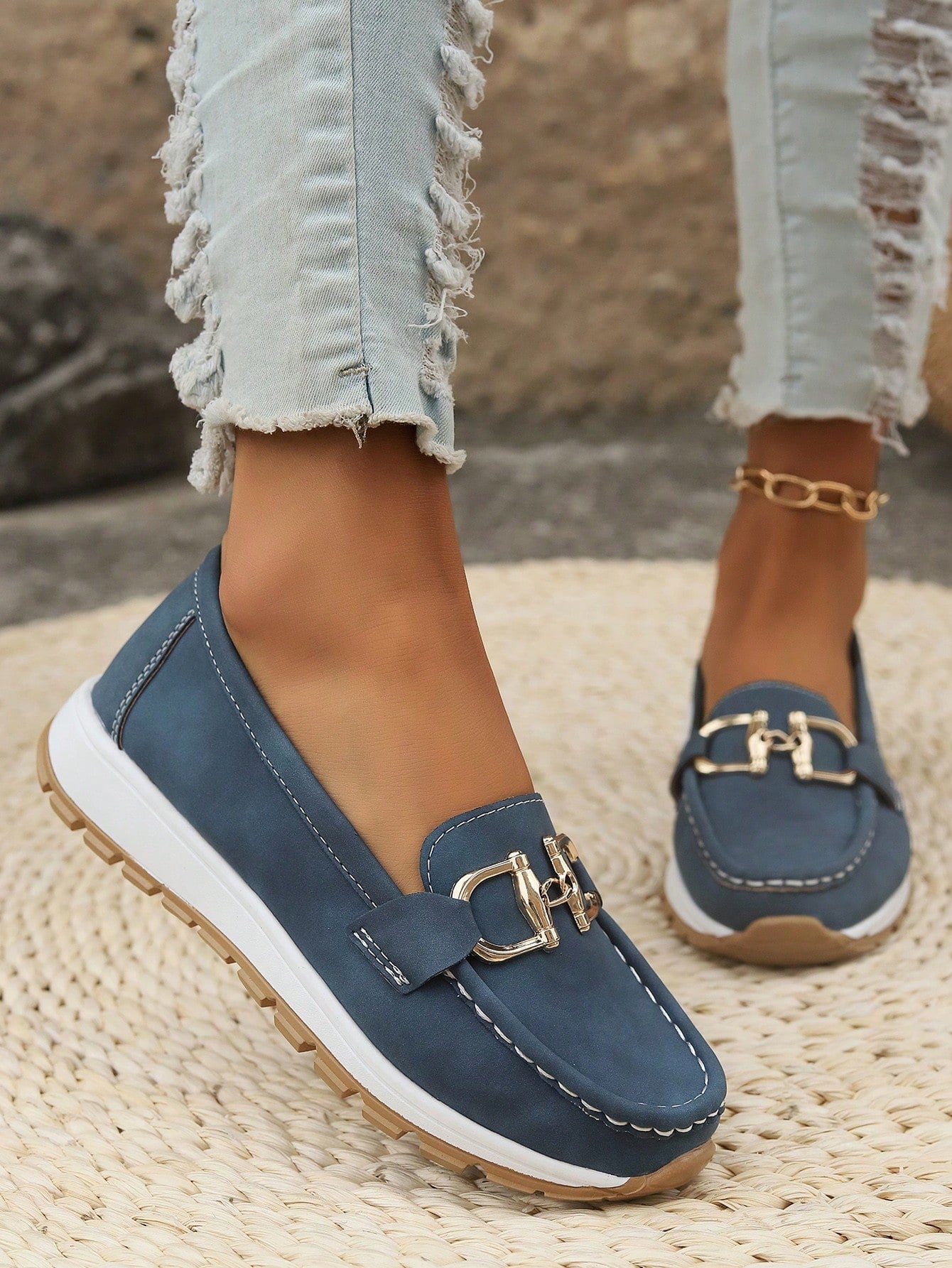 Holly | Women’s Comfort Loafers With Gold Buckle Detail