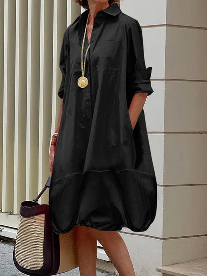 Colette | Loose midi shirt dress with lapel collar