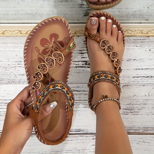 Araminta | Women’s floral strap flat sandals for summer