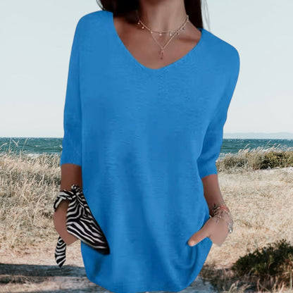 Gerina | Summer V Neck Top with Relaxed Fit and Lightweight Feel