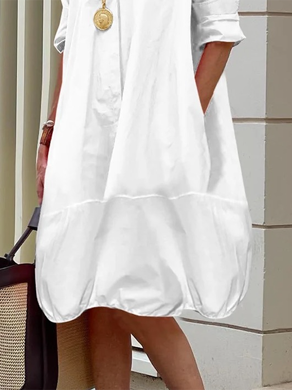 Colette | Loose midi shirt dress with lapel collar