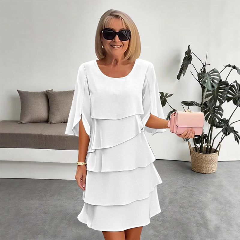 Nadine | Women's chic layered dress with flutter sleeves