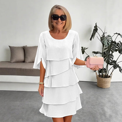 Nadine | Women's chic layered dress with flutter sleeves