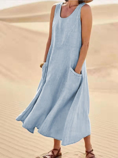 Quinn | Women casual maxi dress with sleeveless pocket design