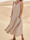 Quinn | Women casual maxi dress with sleeveless pocket design