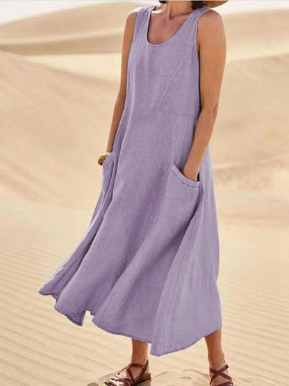 Quinn | Women casual maxi dress with sleeveless pocket design