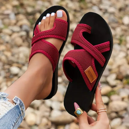 Madeline | Women flat sandals with slip on strap comfort fit