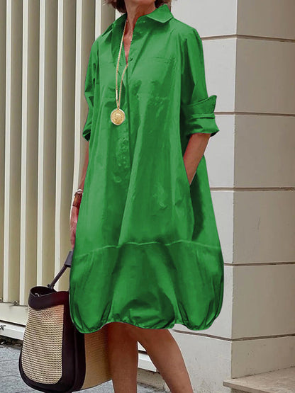 Colette | Loose midi shirt dress with lapel collar
