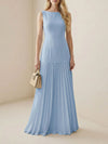 Florence | Pleated evening maxi dress with boat neck