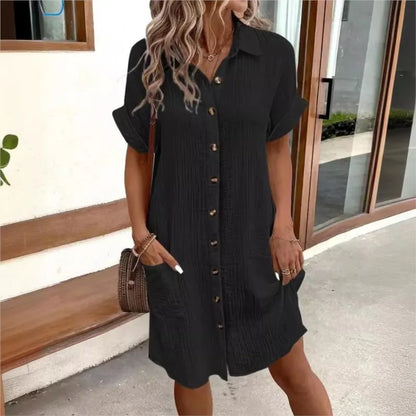 Deborah | Shirt Dress With Button Front Short Sleeves
