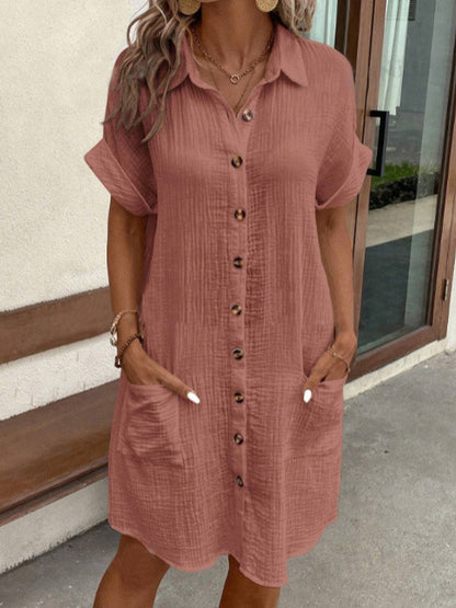 Deborah | Shirt Dress With Button Front Short Sleeves