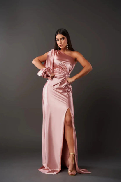 Alison | Maxi Dress With One Shoulder Long Sleeve Ruched Waist