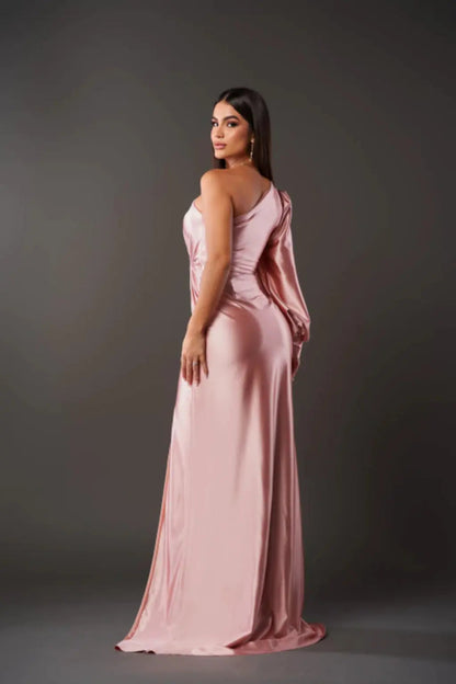 Alison | Maxi Dress With One Shoulder Long Sleeve Ruched Waist