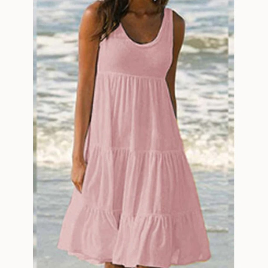 Sloane | Women boho midi dress with sleeveless tiered style