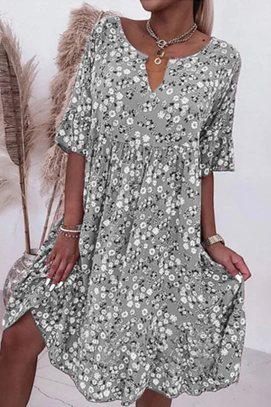 Laurel | Women Floral Print Summer Dress with Flowy Fit