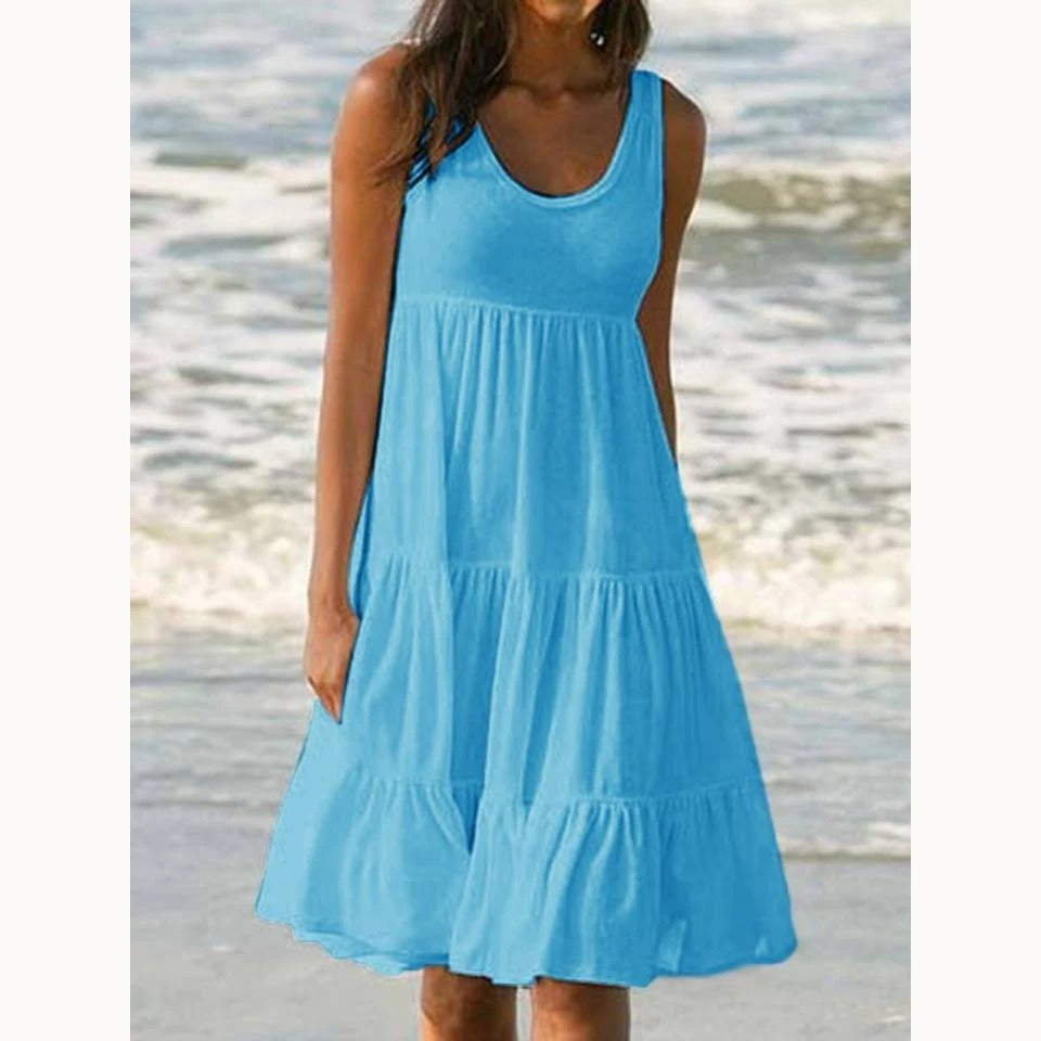 Sloane | Women boho midi dress with sleeveless tiered style