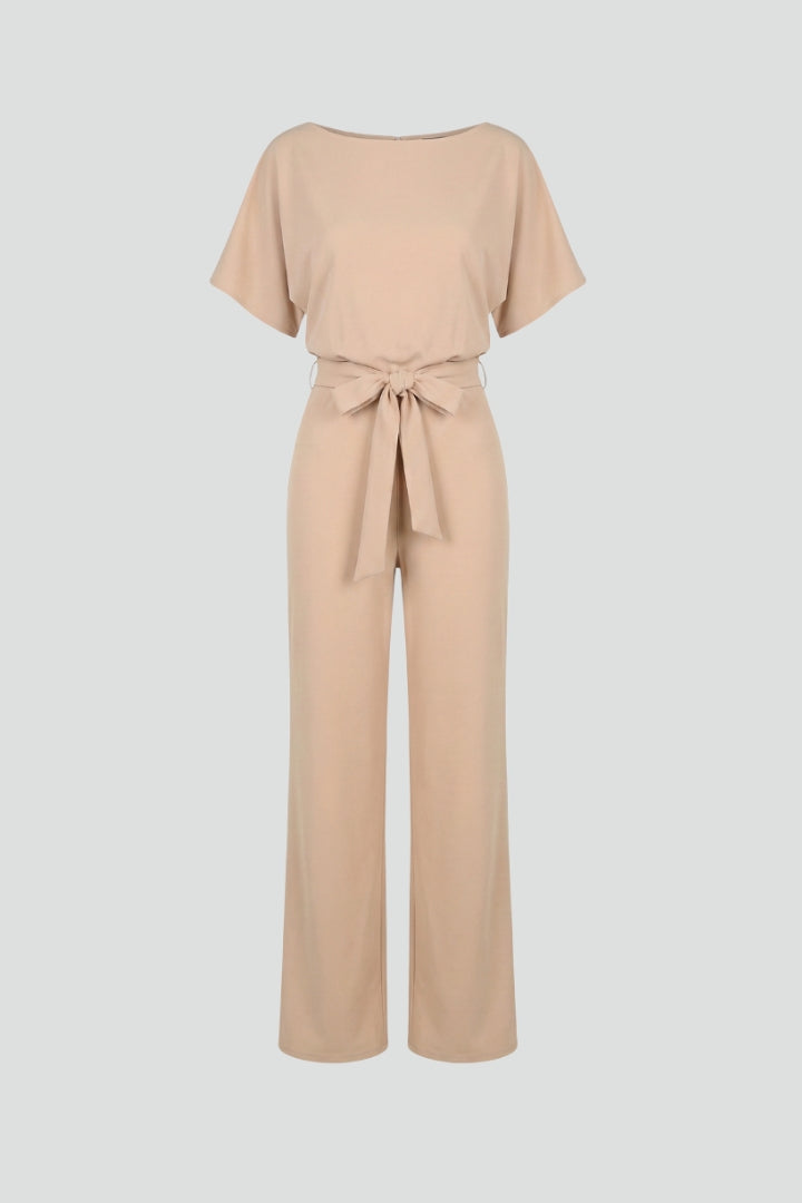 Gabriella | Women’s Wide Leg Jumpsuit With Short Sleeves Belt