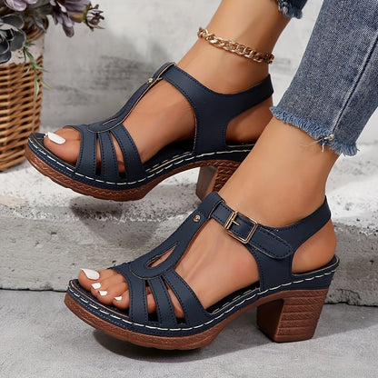 Jasmine | Women’s Orthopedic Block Heel Sandals With Vintage Buckle